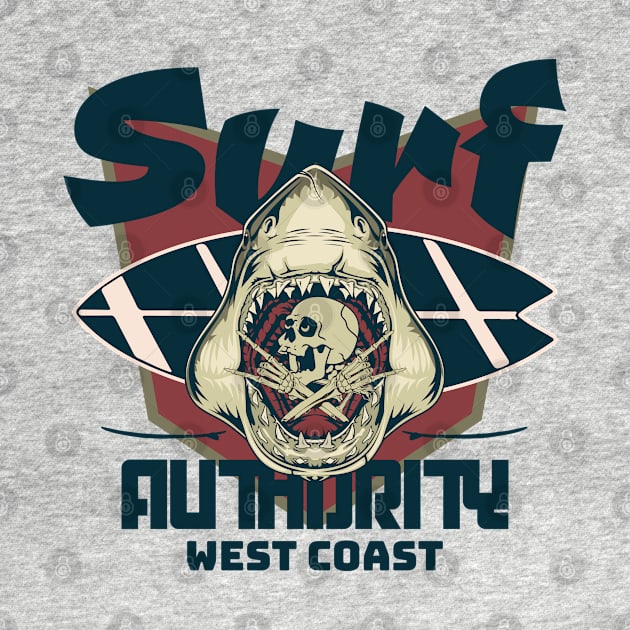 Surf Authority shark skull badge surfboard by SpaceWiz95